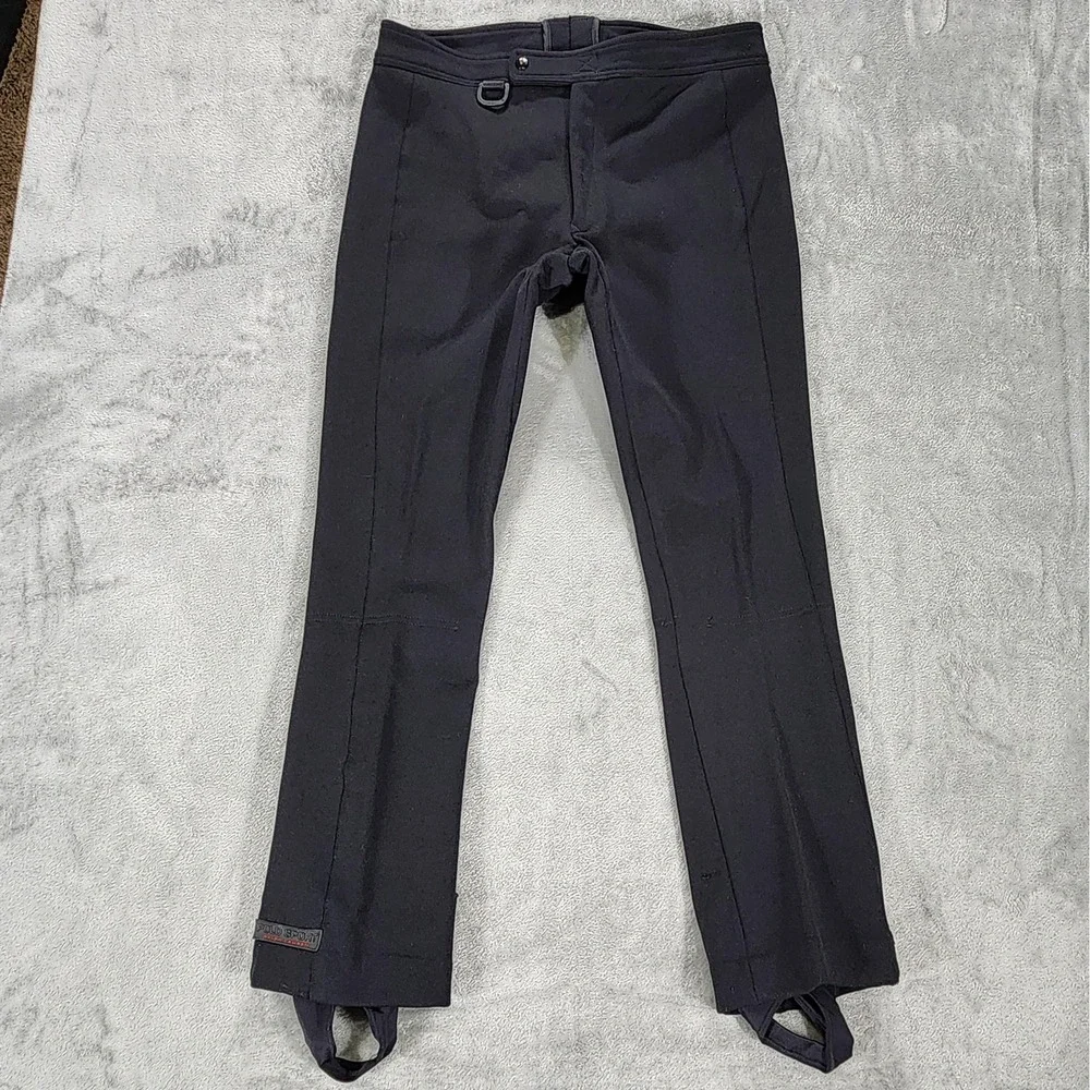 Vintage Polo Sport Ralph Lauren Snow Pants Mens 33x30 Black Stirrup Ski Zip Cuff
